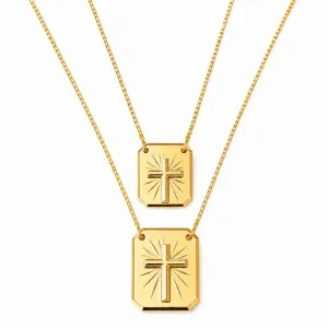 Corrente Escapulário Medalha Cruz Banhado a Ouro 18k - 60 cm