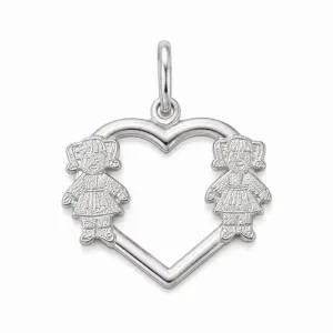 Pingente 2 Meninas Prata 925 - 1,7 cm