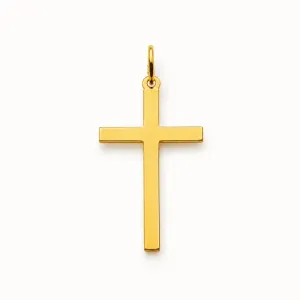 Pingente Cruz Crucifixo Liso Banhado a Ouro 18k - 3cm