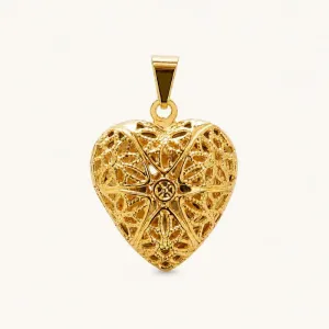Pingente Relicário Coração Banhado a Ouro 18k - 2 cm