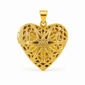 Pingente Relicário Coração Banhado a Ouro 18k - 2,5 cm