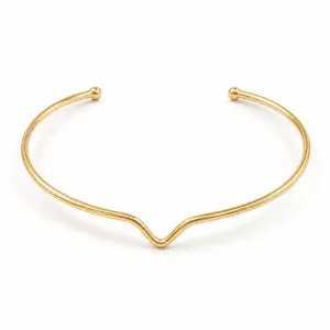 Pulseira Bracelete Aberto Detalhe em 'V' Banhado a Ouro 18k