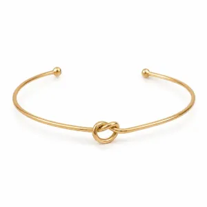 Pulseira Bracelete Aberto Nó Banhado a Ouro 18k