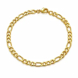 Pulseira Masculina Elo 3 em 1 (5mm) Banhada a ouro 18k - 22cm