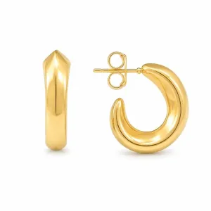 Argola Aberta Oval Assimétrica Banhada a Ouro 18k Lisa - 2,2 cm