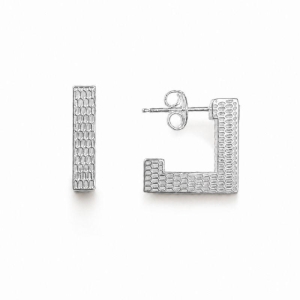 Brinco Argola Quadrada Renda Vazada Prata 925 - 1,5 cm