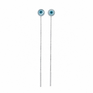 Brinco Fio Passante Olho Grego Prata 925 - 5 mm
