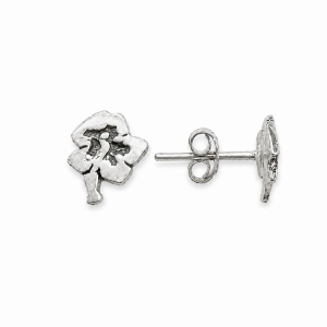 Brinco Flor Hibisco Prata 925 - 9 mm