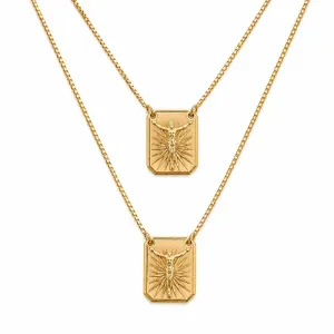 Corrente Escapulário Crucifixo Banhado a Ouro 18k - 66 cm