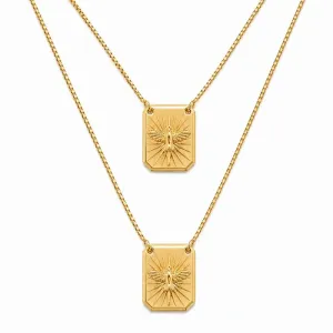 Corrente Escapulário Espirito Santo Banhado a Ouro 18k - 66 cm