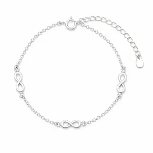 Pulseira Infinito Folheada a Prata - 17 cm + 4,5 cm (Alongador)