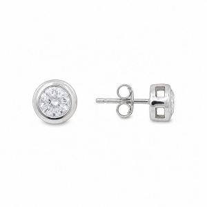 Brinco Aro Ponto de Luz Prata 925 com Zircônia - 7 mm