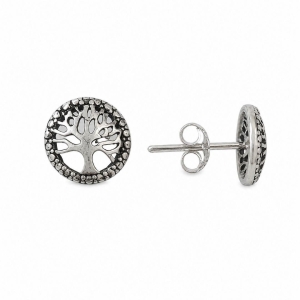 Brinco Árvore da Vida Prata 925 Envelhecida - 9 mm