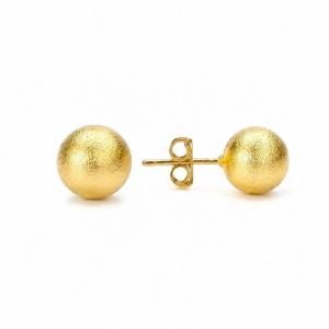 Brinco Bola Fosqueado Banhado a Ouro 18k - 8 mm