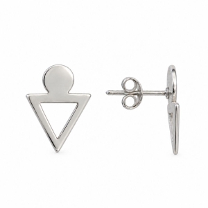 Brinco Circulo e Triangulo Liso Prata 925 - 1,7 cm