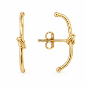 Brinco Ear Hook Nó Banhado a Ouro 18k - 2,2 cm