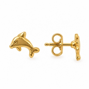 Brinco Golfinho Banhado a Ouro 18k - 7 mm