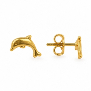 Brinco Golfinho Banhado a Ouro 18k - 8 mm