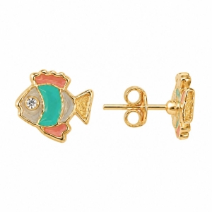 Brinco Infantil Banhado a Ouro 18k com Zircônia - 1 cm