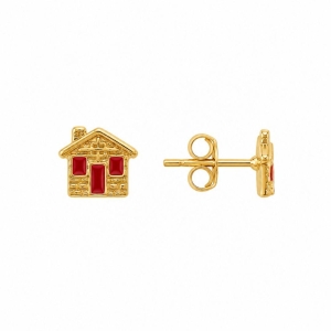Brinco Infantil Casinha Banhado a Ouro 18k - 8 mm