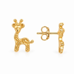 Brinco Infantil Girafa Banhado a Ouro 18k - 1,2 cm