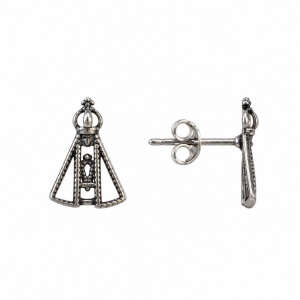 Brinco Nossa Senhora Vazada Prata 925 Envelhecida - 1 cm