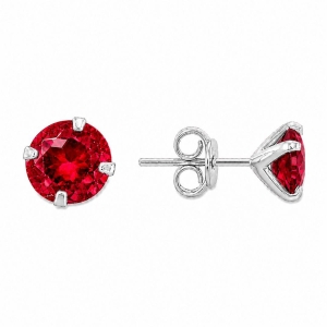 Brinco Ponto de Luz Vermelho Prata 925 com Zircônia - 8 mm