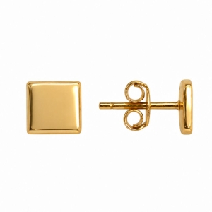 Brinco Quadrado Liso Banhado a Ouro 18k - 6 mm