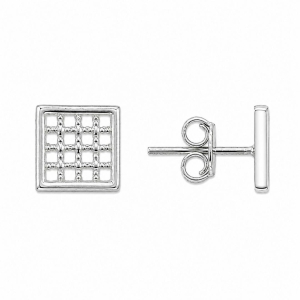 Brinco Quadrado Telinha Prata 925 - 9 mm