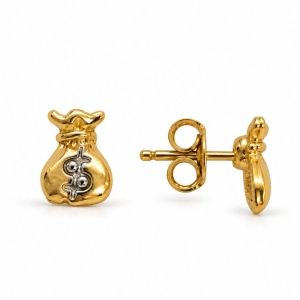 Brinco Saco de Dinheiro Banhado a Ouro 18k - 6 mm