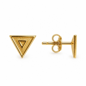 Brinco Triangulo Trabalhado Banhado a Ouro 18k - 7 mm
