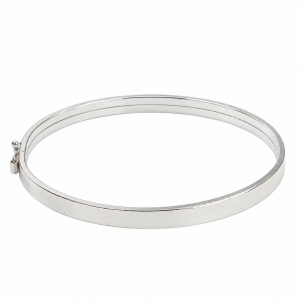 Pulseira Bracelete Liso (5mm) Prata 925 Fecho com Trava (Oito)