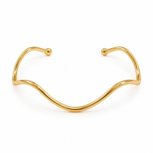 Pulseira Bracelete Ondulado Banhado a Ouro 18k