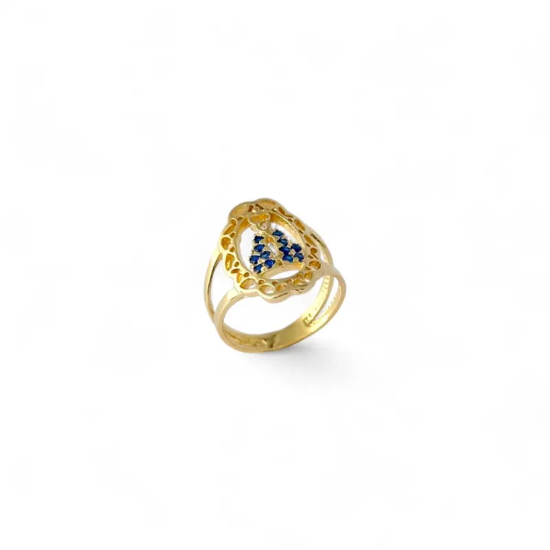 Anel N. Senhora Banhado a Ouro 18k Zircônia Azul