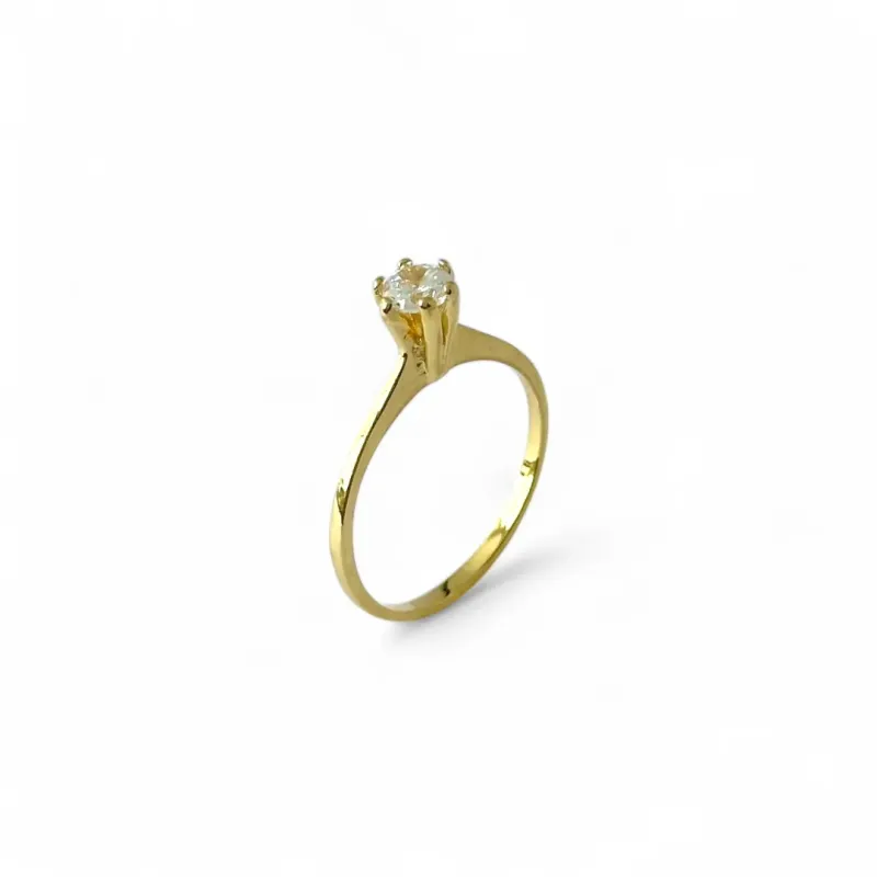 Anel Solitário Banhado a Ouro 18K