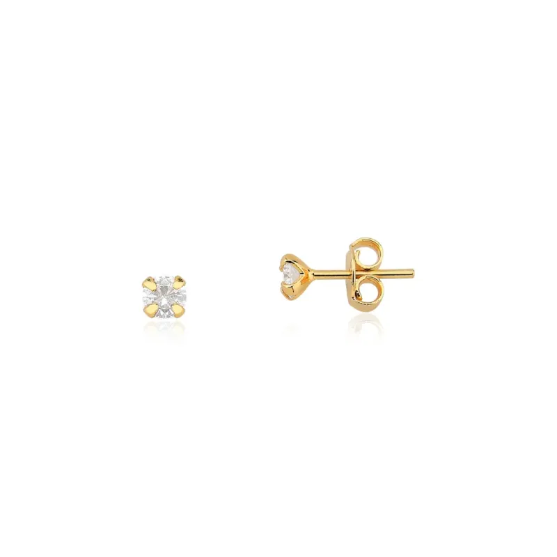 Brinco Ponto de Luz Banhado a Ouro 18K Zircônia - 4mm