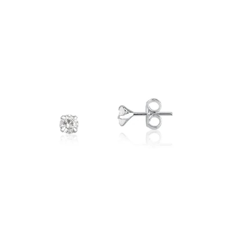 Brinco Ponto de Luz  Prata 925 Zircônia- 4mm