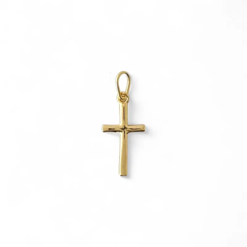 Pingente Cruz  Banhado a Ouro 18K Crucifixo Liso- 2cm