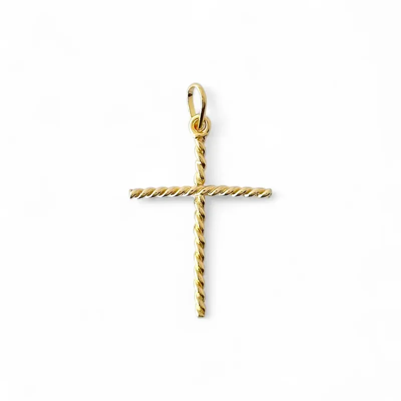 Pingente Cruz Banhado a Ouro 18K Crucifixo Torcido