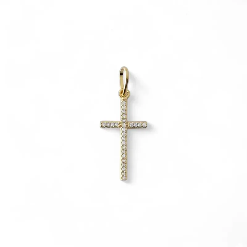 Pingente Cruz  Banhado a Ouro 18k Micro Zircônia