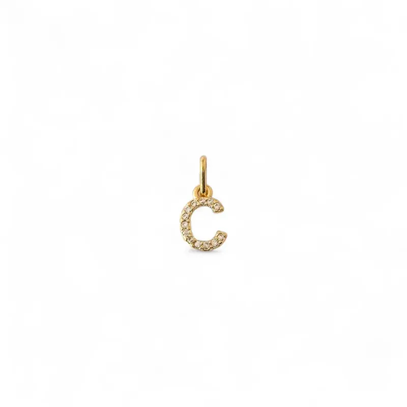 Pingente Letra C Banhado a Ouro 18K Micro Zircônia