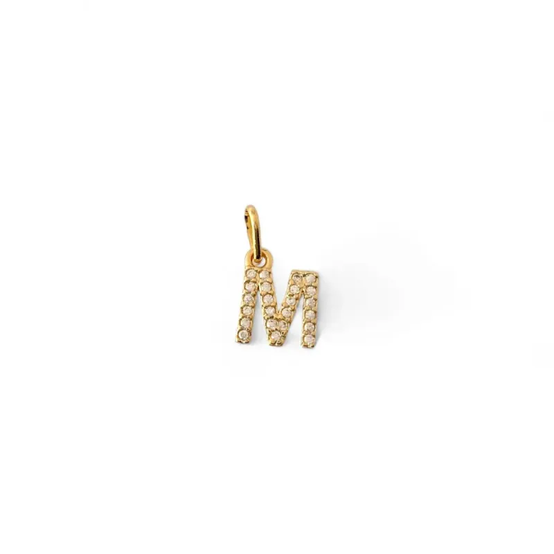Pingente Letra M Banhado a Ouro 18K Micro Zircônia
