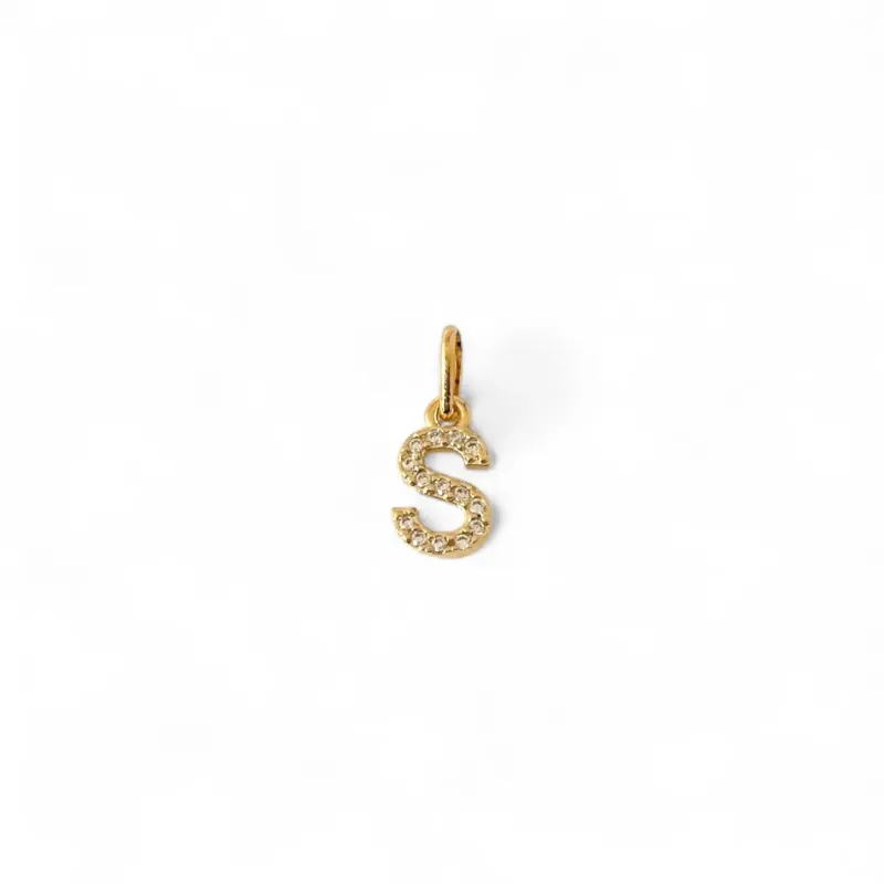 Pingente Letra S Banhado a Ouro 18K Micro Zircônia