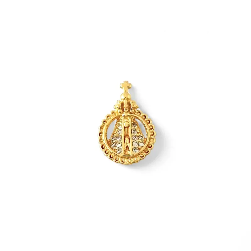 Pingente Medalha Banhado a Ouro 18K  N. Senhora Zircônia