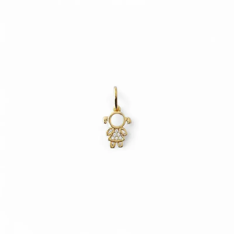 Pingente Menina Banhado a Ouro 18K Zircônia- 1,5 cm
