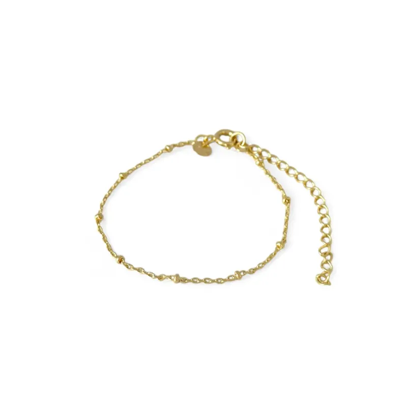 Pulseira Infantil Banhada a Ouro 18K Bolinha- 14cm