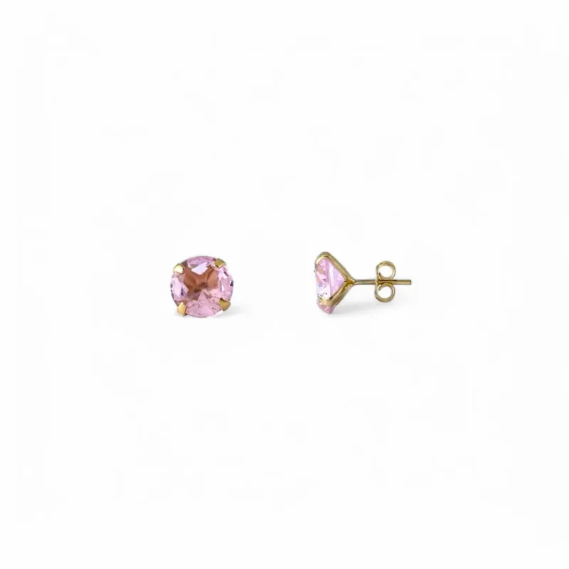 Brinco Banhado a Ouro 18k com Zircônia Rosa Claro - 10mm