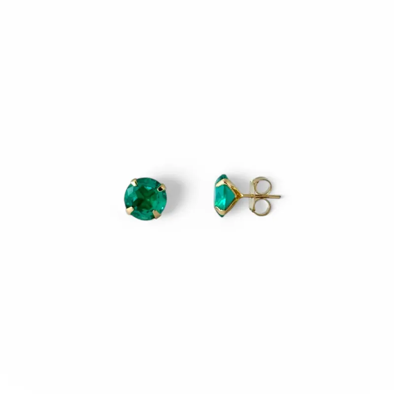 Brinco Banhado a Ouro 18k com Zircônia Verde Esmeralda - 10mm