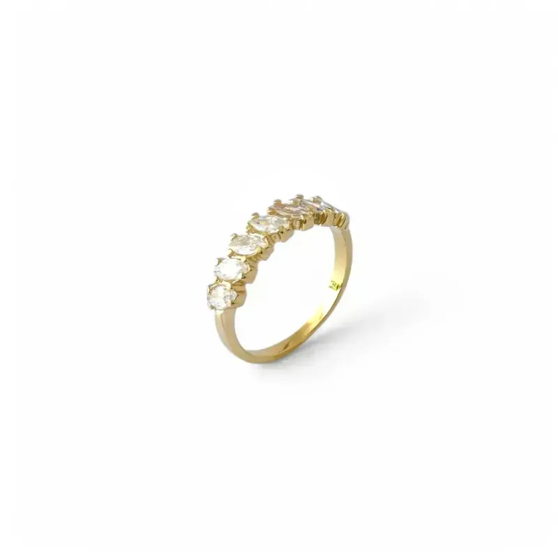 Anel 7 Pedras Banhado a Ouro 18k com Zircônias