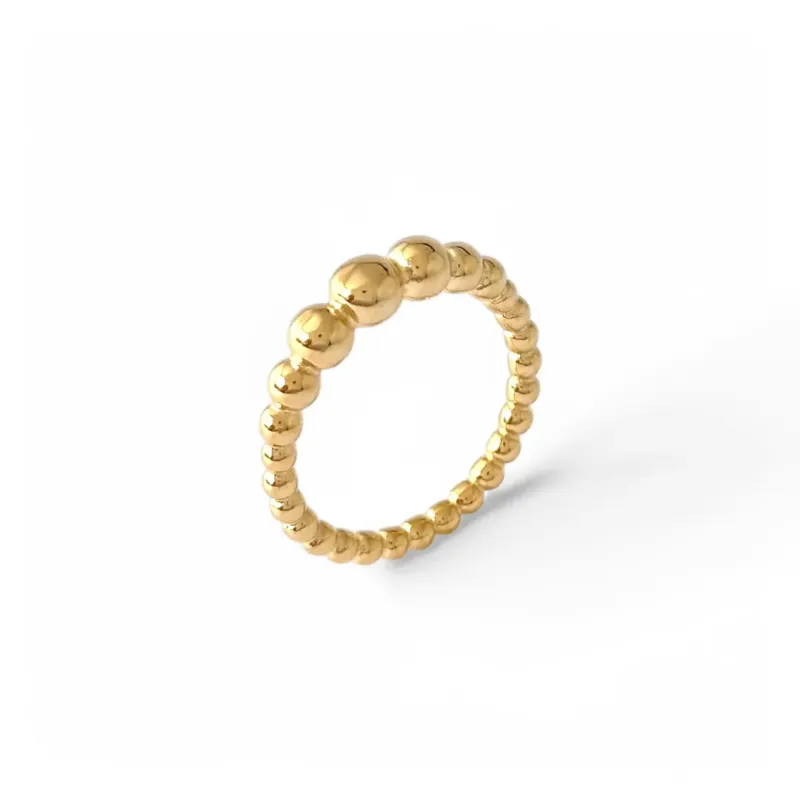 Anel Bolinhas 360º Banhado a Ouro 18k